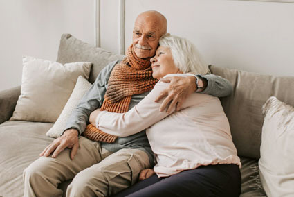 Senior couple on couch